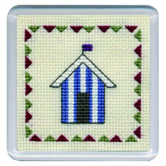 Beach Huts Coaster Cross Stitch Kit by Textile Heritage