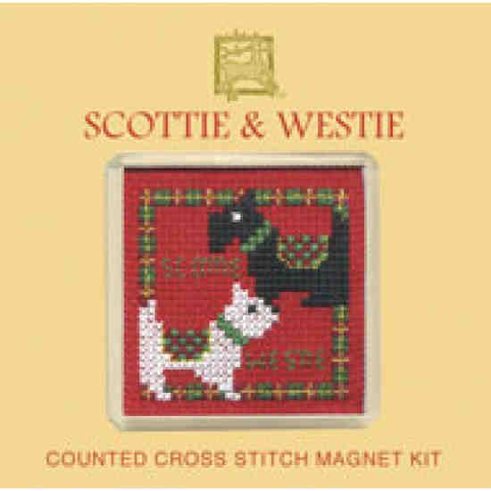 Scotties and Westies Fridge Magnet Cross Stitch Kit