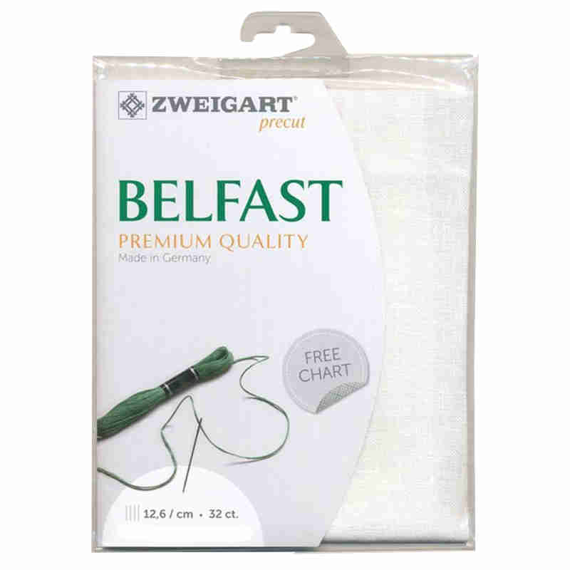 32ct Zweigart Belfast Linen White 34 x 48 cm Fabric Pack Z3609/100